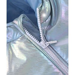 Babyhug Woven Full Sleeves Textured Jacket with Hood - Silver