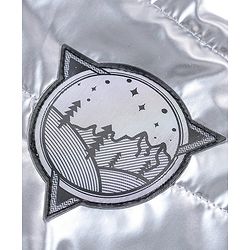 Babyhug Full Sleeves Woven Quilted Hoodie Landscape Patch - Silver