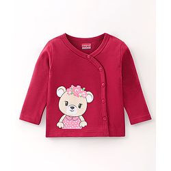 Babyhug 100% Cotton Vests Roses & Teddy Print Pack of 3 - Pink Blue & Red