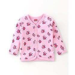Babyhug 100% Cotton Vests Roses & Teddy Print Pack of 3 - Pink Blue & Red
