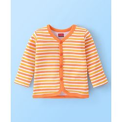 Babyhug 100% Cotton Knit Full Sleeves Front Open Vests Stripes & Animal Print Pack of 3 - Orange Green & White