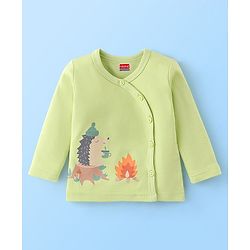 Babyhug 100% Cotton Knit Full Sleeves Front Open Vests Stripes & Animal Print Pack of 3 - Orange Green & White