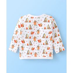 Babyhug 100% Cotton Knit Full Sleeves Front Open Vests Stripes & Animal Print Pack of 3 - Orange Green & White