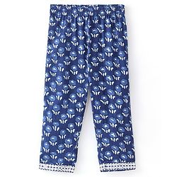 Babyhug 100% Cotton Woven Three Fourth Sleeves Kurti & Palazzo Set with Dupatta Floral Print - Indigo