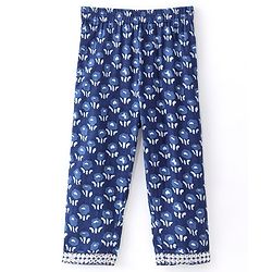 Babyhug 100% Cotton Woven Three Fourth Sleeves Kurti & Palazzo Set with Dupatta Floral Print - Indigo