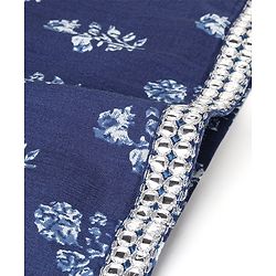 Babyhug 100% Cotton Woven Three Fourth Sleeves Kurti & Palazzo Set with Dupatta Floral Print - Indigo