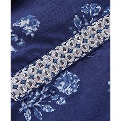 Babyhug 100% Cotton Woven Three Fourth Sleeves Kurti & Palazzo Set with Dupatta Floral Print - Indigo