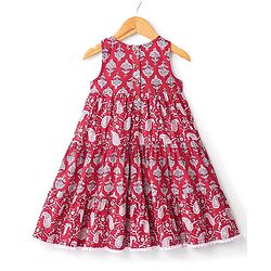 Babyhug 100% Cotton Sleeveless Frock Floral Print - Rust Red