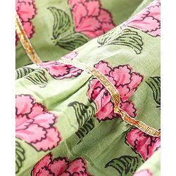 Babyhug Cotton Woven Floral Printed Sleeveless Ethnic Dress with Sequence Highlighted Yoke - Green