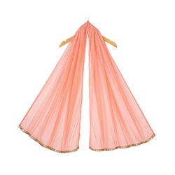 Babyhug Sleeveless Woven Sequenced Choli With Glitter Net Tiered Lehenga - Coral