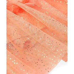 Babyhug Sleeveless Woven Sequenced Choli With Glitter Net Tiered Lehenga - Coral