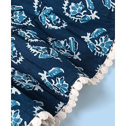 Babyhug Cotton Half Sleeves Printed Kurti With Leggings And Dupatta- Indigo