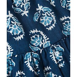 Babyhug Cotton Half Sleeves Printed Kurti With Leggings And Dupatta- Indigo