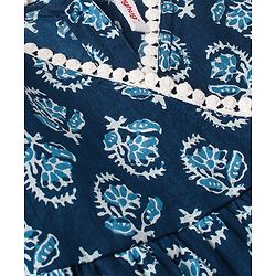 Babyhug Cotton Half Sleeves Printed Kurti With Leggings And Dupatta- Indigo
