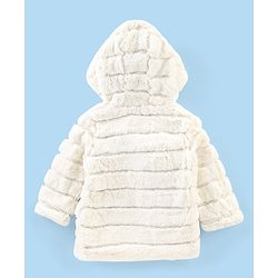 Babyhug Woven Full Sleeves Stripe Textured Hoodie with Cotton Lining - White