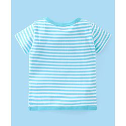 Babyhug 100% Cotton Half Sleeves Vests Stripes & Dino Print Pack of 3- Blue Orange & White