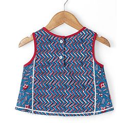 Babyhug Sleeveless Cotton Floral Printed Lehenga & Choli With Dupatta- Indigo & Red