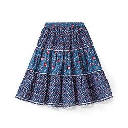 Babyhug Sleeveless Cotton Floral Printed Lehenga & Choli With Dupatta- Indigo & Red