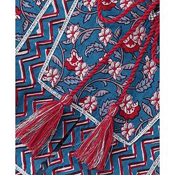 Babyhug Sleeveless Cotton Floral Printed Lehenga & Choli With Dupatta- Indigo & Red