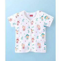 Babyhug 100% Cotton Half Sleeves Vests Boat & Kitty Print Pack of 3- Peach White & Red