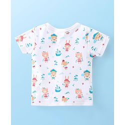 Babyhug 100% Cotton Half Sleeves Vests Boat & Kitty Print Pack of 3- Peach White & Red