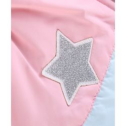 Babyhug Full Sleeves Woven Hoodie Star Patch - Purple Yellow & Blue