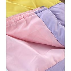 Babyhug Full Sleeves Woven Hoodie Star Patch - Purple Yellow & Blue