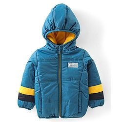 Babyhug Full Sleeves Hooded & Padded Jacket Solid- Teal