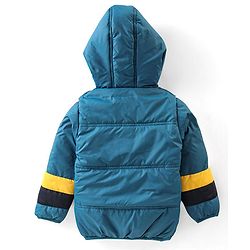 Babyhug Full Sleeves Hooded & Padded Jacket Solid- Teal