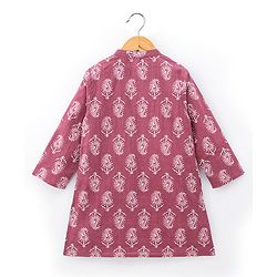 Babyhug 100% Cotton Woven Full Sleeves Kurta With Dhoti Kolka Print - Red
