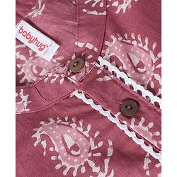 Babyhug 100% Cotton Woven Full Sleeves Kurta With Dhoti Kolka Print - Red