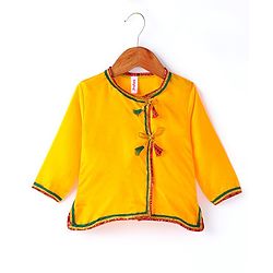 Babyhug Woven Full Sleeves Jamna Set with Forehead Cap & Waistband - Yellow
