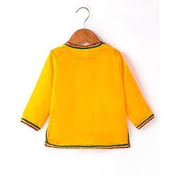 Babyhug Woven Full Sleeves Jamna Set with Forehead Cap & Waistband - Yellow