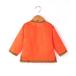 Babyhug Woven Full Sleeves Jamna Set with Forehead Cap & Waistband - Orange