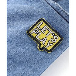 Babyhug Cotton Full Length Washed Denim Stretch Jeans With Mock Fly  - Blue