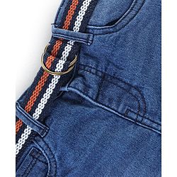 Babyhug Cotton Stretchable Above Knee Length Washed Bermuda with Belt - Blue