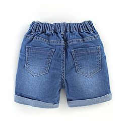 Babyhug Cotton Stretchable Mid Thigh Length Washed Shorts   Fly With Zipper -  Blue