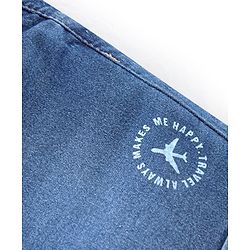 Babyhug Cotton Stretchable Mid Thigh Length Washed Shorts   Fly With Zipper -  Blue