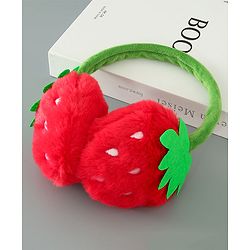 Babyhug Ear Muffs with Strawberry Design - Red & Green