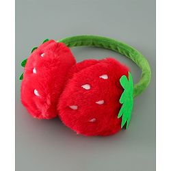 Babyhug Ear Muffs with Strawberry Design - Red & Green