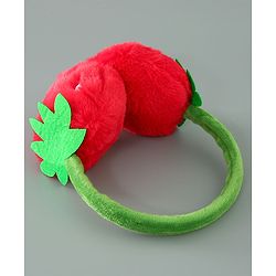 Babyhug Ear Muffs with Strawberry Design - Red & Green