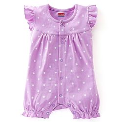 Babyhug 100% Cotton Frill Sleeves Romper Dot & Popsicle Print Pack of 2- Pink & Purple