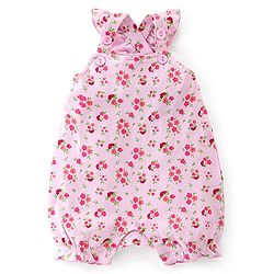 Babyhug Frill Sleeves 100% Cotton Romper Floral Print - Pink
