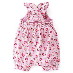 Babyhug Frill Sleeves 100% Cotton Romper Floral Print - Pink