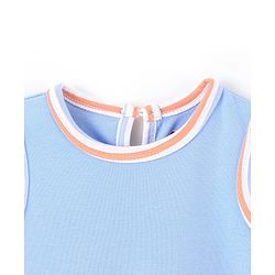 Babyhug 100% Cotton Knit Sleeveless Striped Frock - Blue