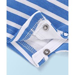 Babyhug Cotton Half Sleeves Romper Stripes & Car Print- Grey