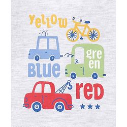 Babyhug Cotton Half Sleeves Romper Stripes & Car Print- Grey