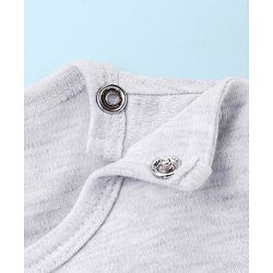 Babyhug Cotton Half Sleeves Romper Stripes & Car Print- Grey