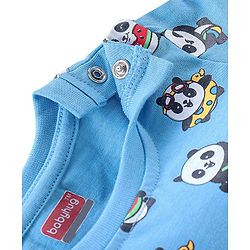Babyhug Cotton Knit Half Sleeves Night Suit Panda Print - Blue
