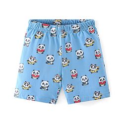 Babyhug Cotton Knit Half Sleeves Night Suit Panda Print - Blue